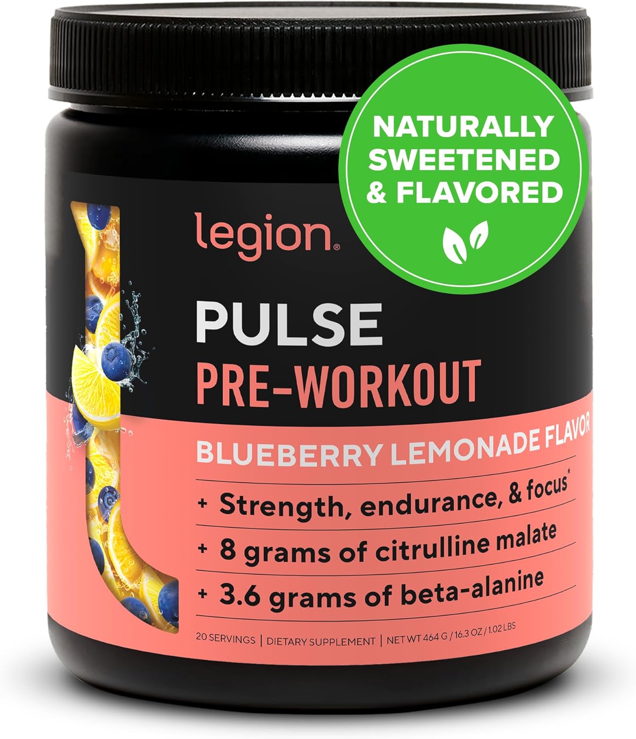 LEGION All Natural Nitric Oxide Preworkout Drink for Energy