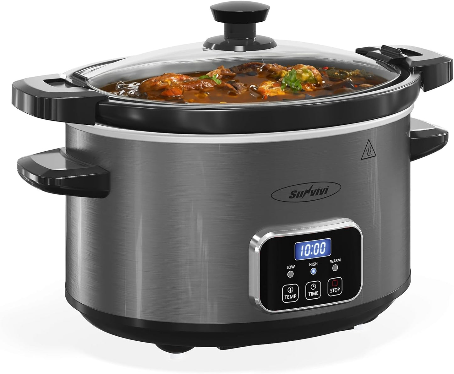 4QT Slow Cooker with Removable Ceramic Pot and Locking Lid