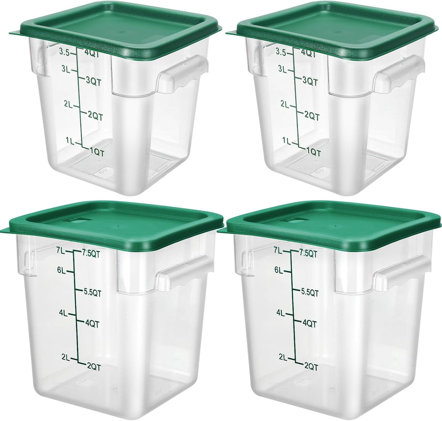 Lallisa 4 Pcs Clear Food Storage Containers with Lids and Handles