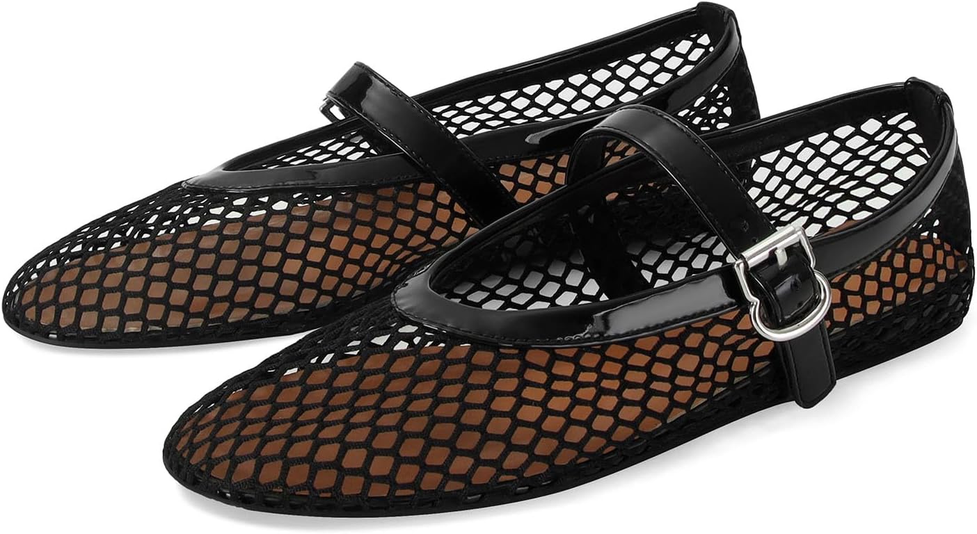 Stylish Mesh Ballet Flats for Women - Comfortable Mary Jane Shoes