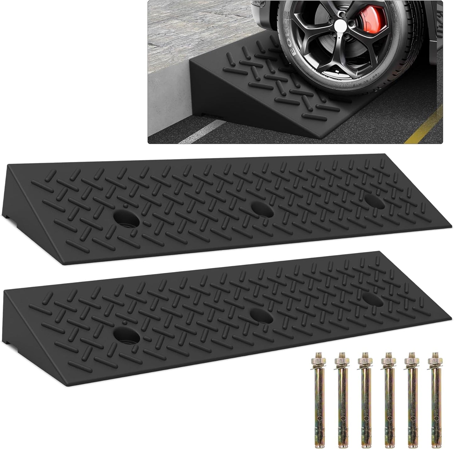 4 Inch Heavy Duty Rubber Curb Ramp for Vehicles and Bikes