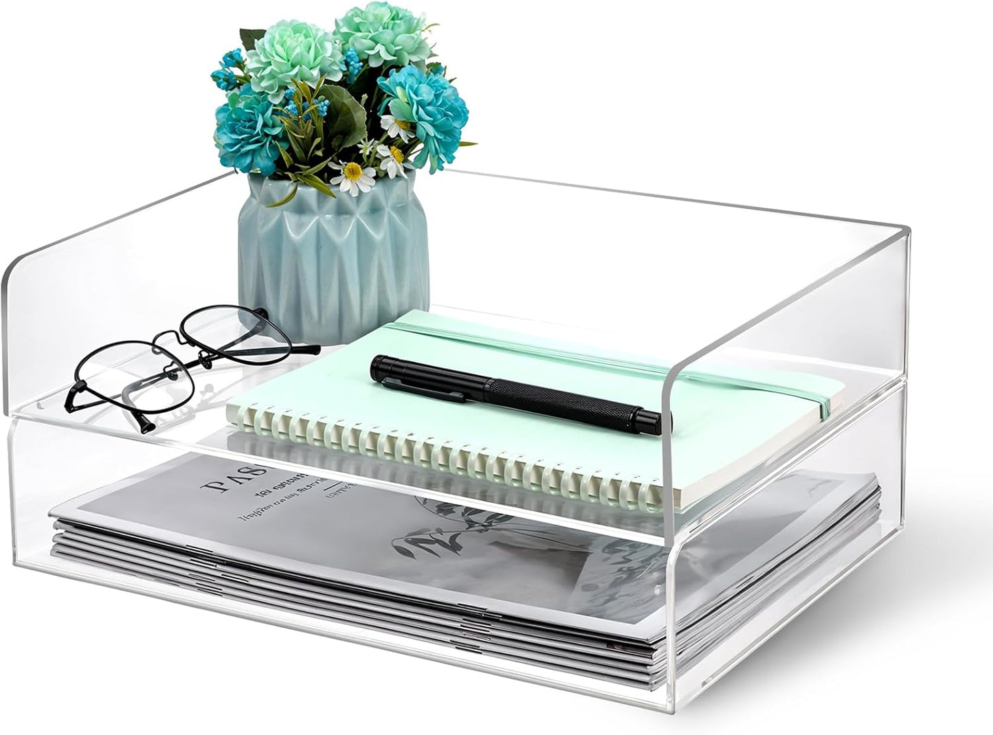 Effortless Desk Organization with 2 Tier Tray Set