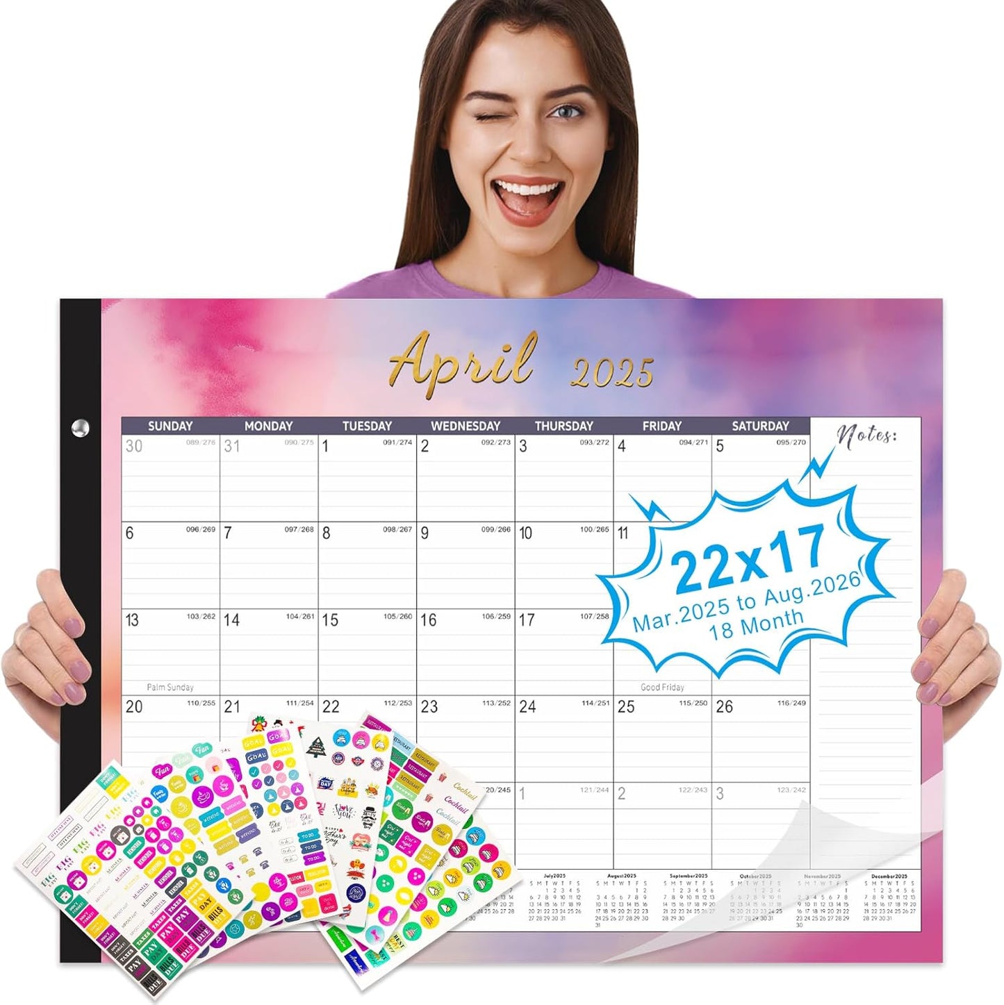 2025-2026 Large Desk Calendar with Fun Stickers