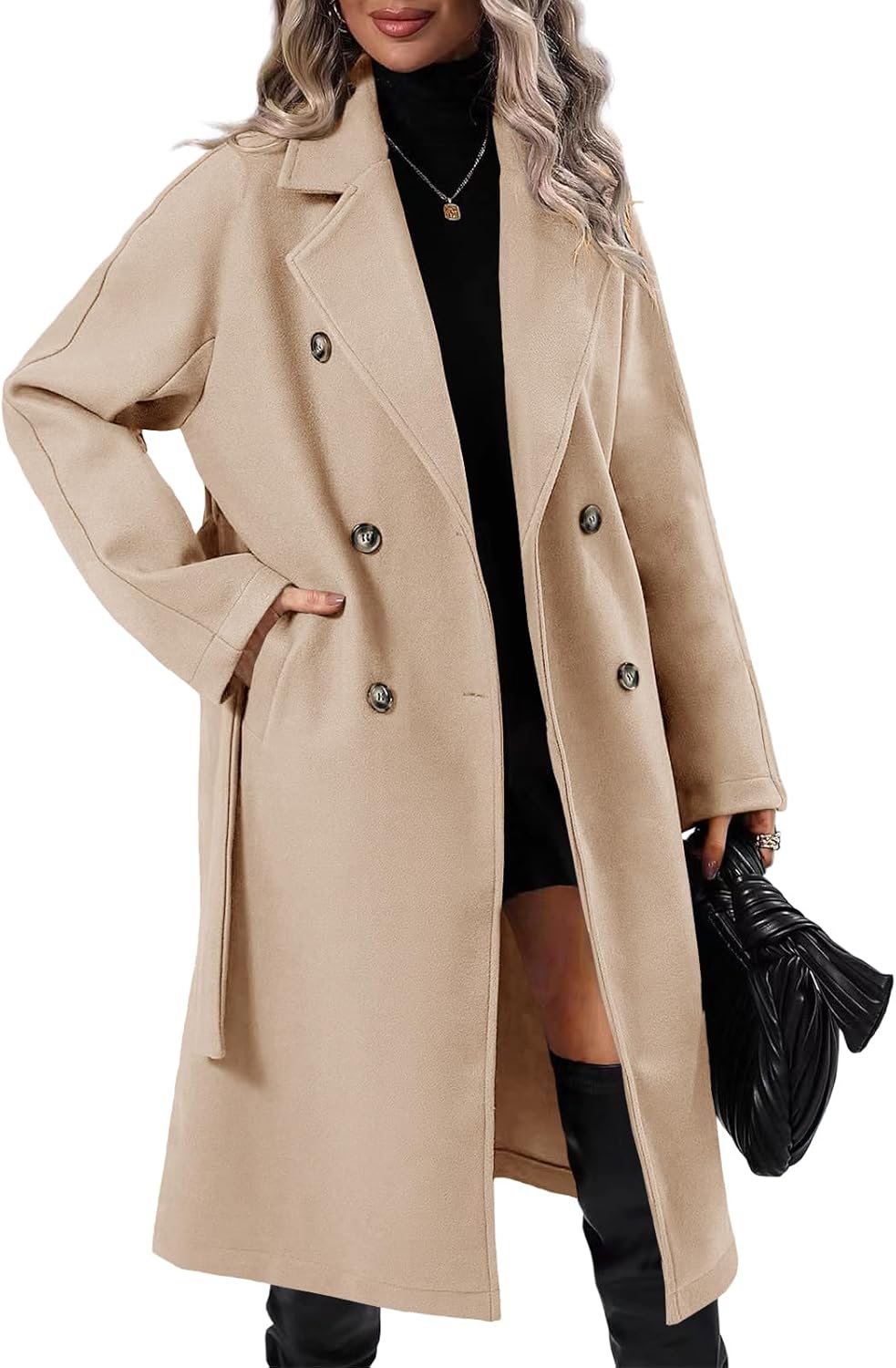 Elegant Wool Pea Coat for Women - Stylish Winter Overcoat