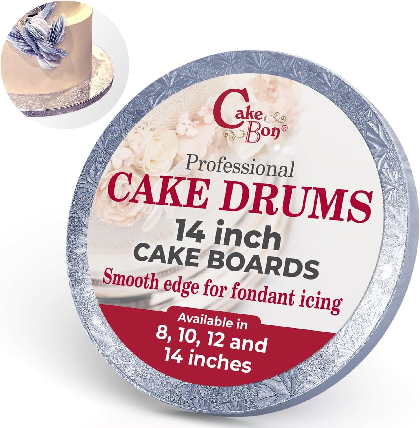 Cakebon Cake Boards - 14 Inch Sturdy Drums for Professionals
