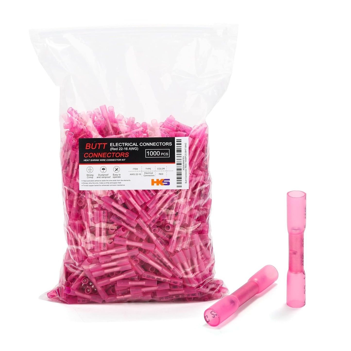 HKS 1000 PCS Heat Shrink Butt Connectors for Reliable Crimping