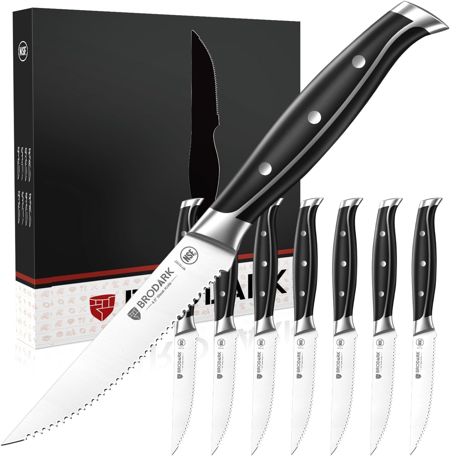 High Carbon Stainless Steel Steak Knives Set of 8 for Perfect Cuts
