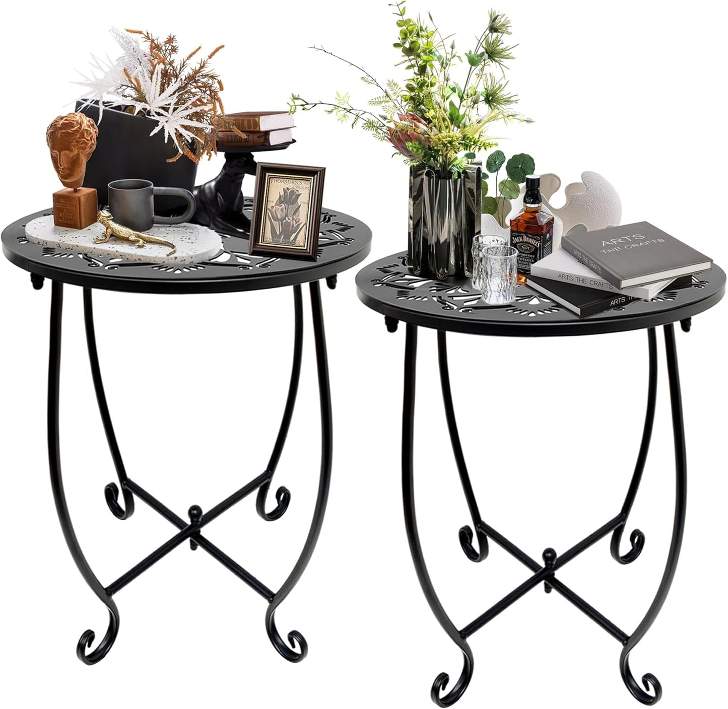14 Inch Outdoor Side Tables for Patio - Stylish Metal Plant Stand