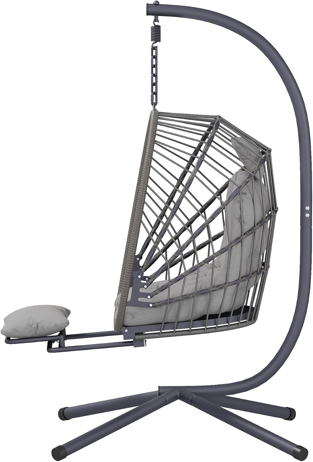 Outdoor Swing Egg Chair with Stand and Footrest for Relaxation