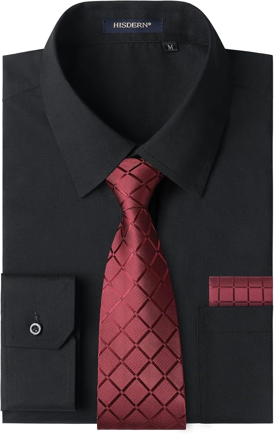 HISDERN Mens Dress Shirt with Tie Pocket Square Set Review