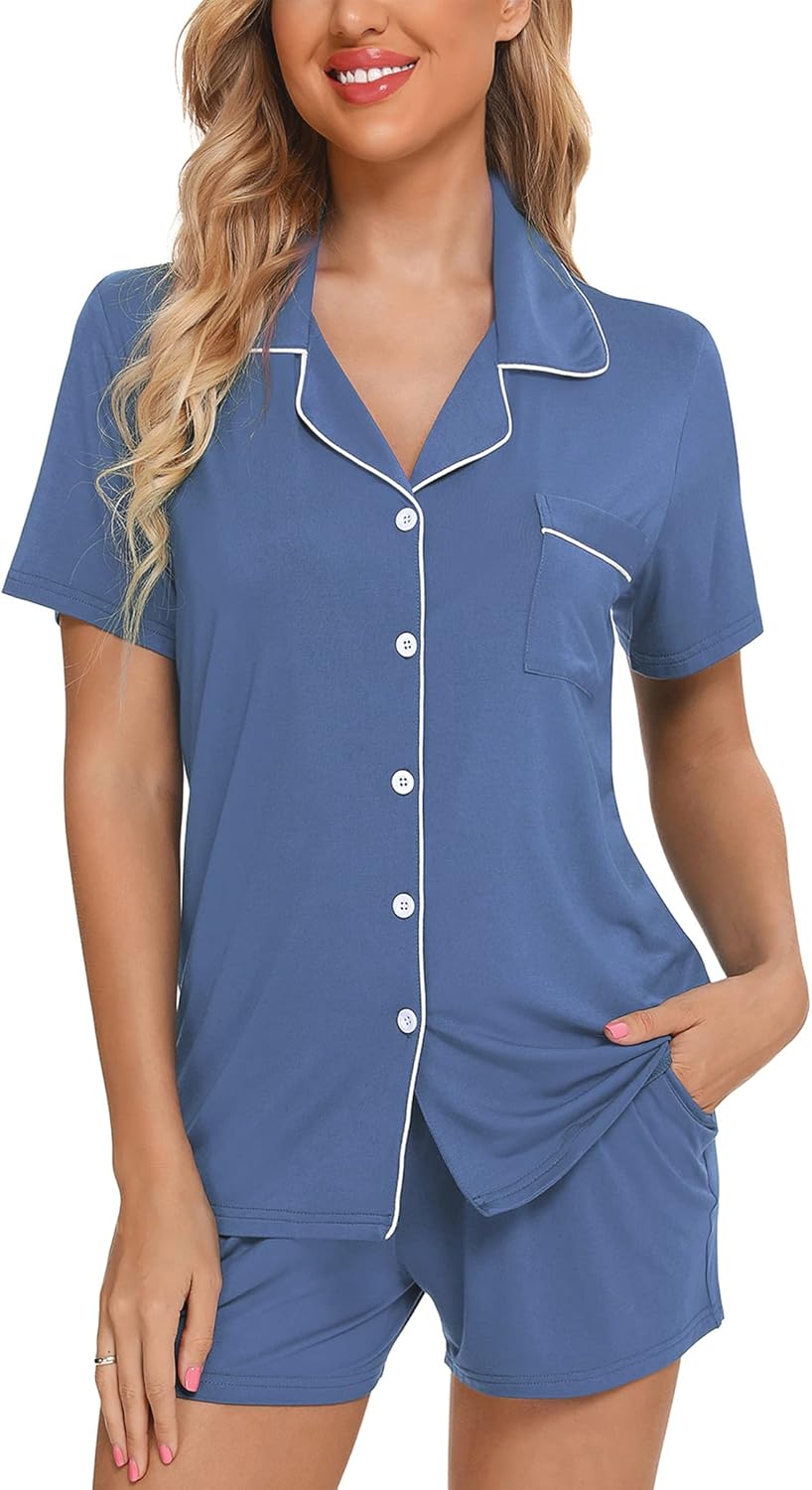 Pajamas for Women Set Button Down Two-Piece Soft Lounge Pj Sets
