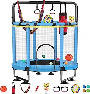 Trampoline for Kids with Adjustable Height and Safety Features