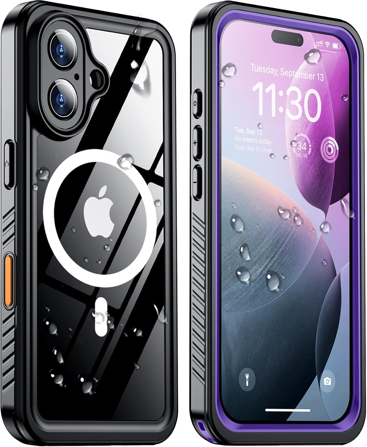 Temdan Magnetic Waterproof Case for iPhone 16 Plus - Purple