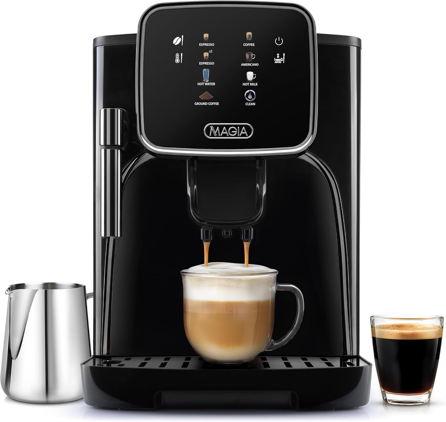 Zulay Kitchen Espresso Machine - One-Touch Milk Foam - Black