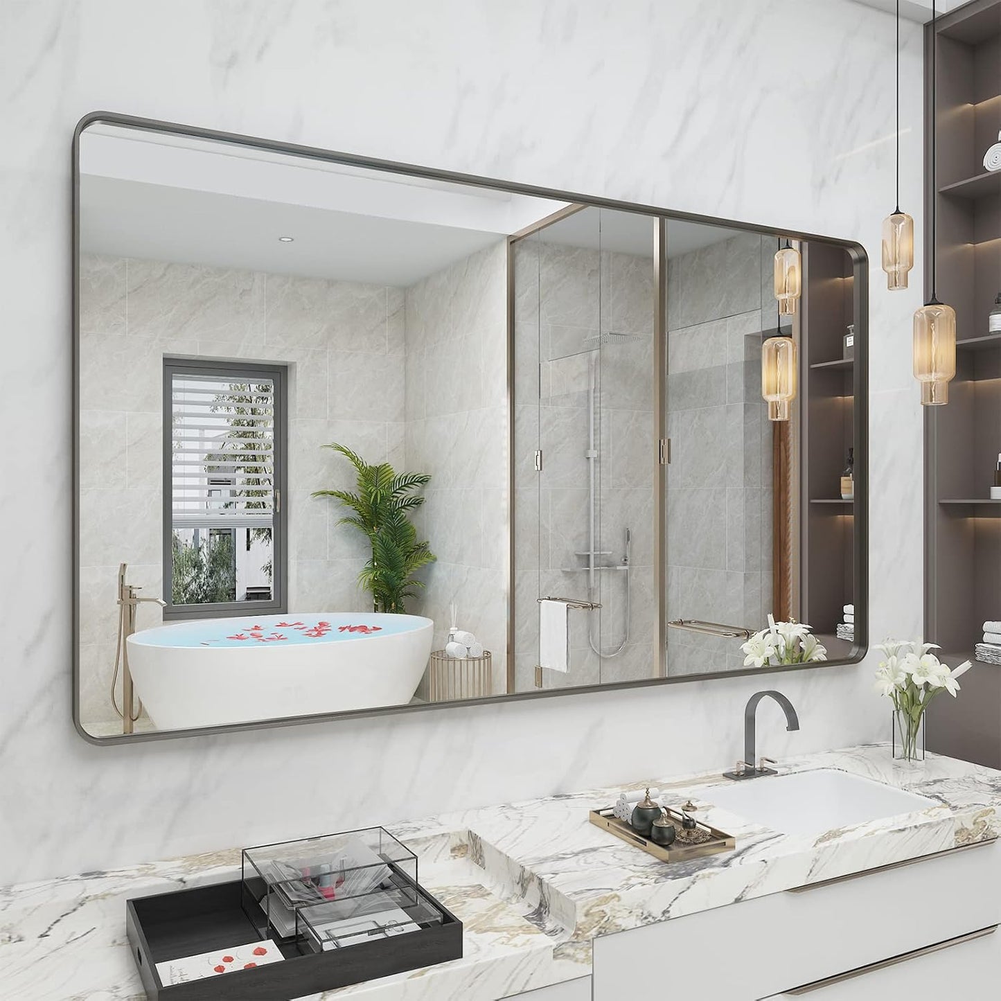 60x36 Bronze Bathroom Vanity Mirror with Shatterproof Glass
