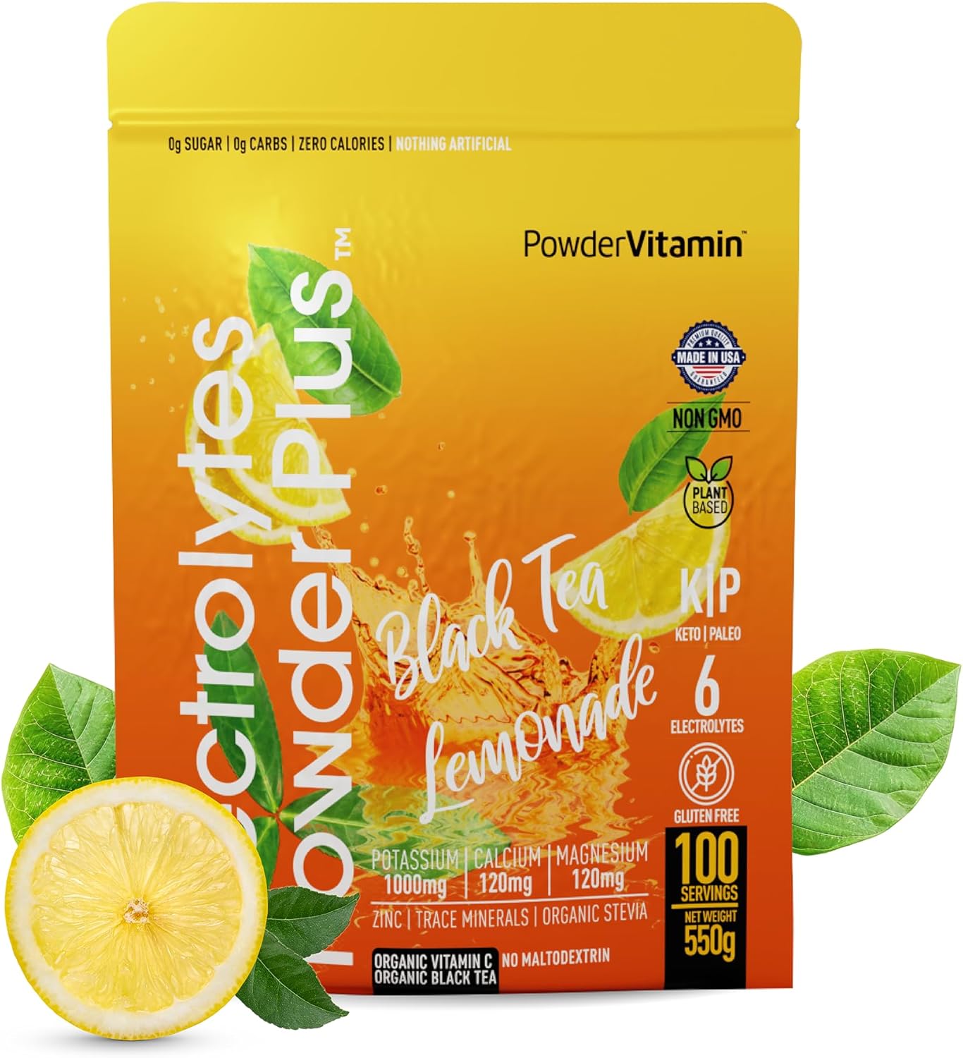 Electrolytes Powder Plus: Black Tea Lemonade Hydration Boost