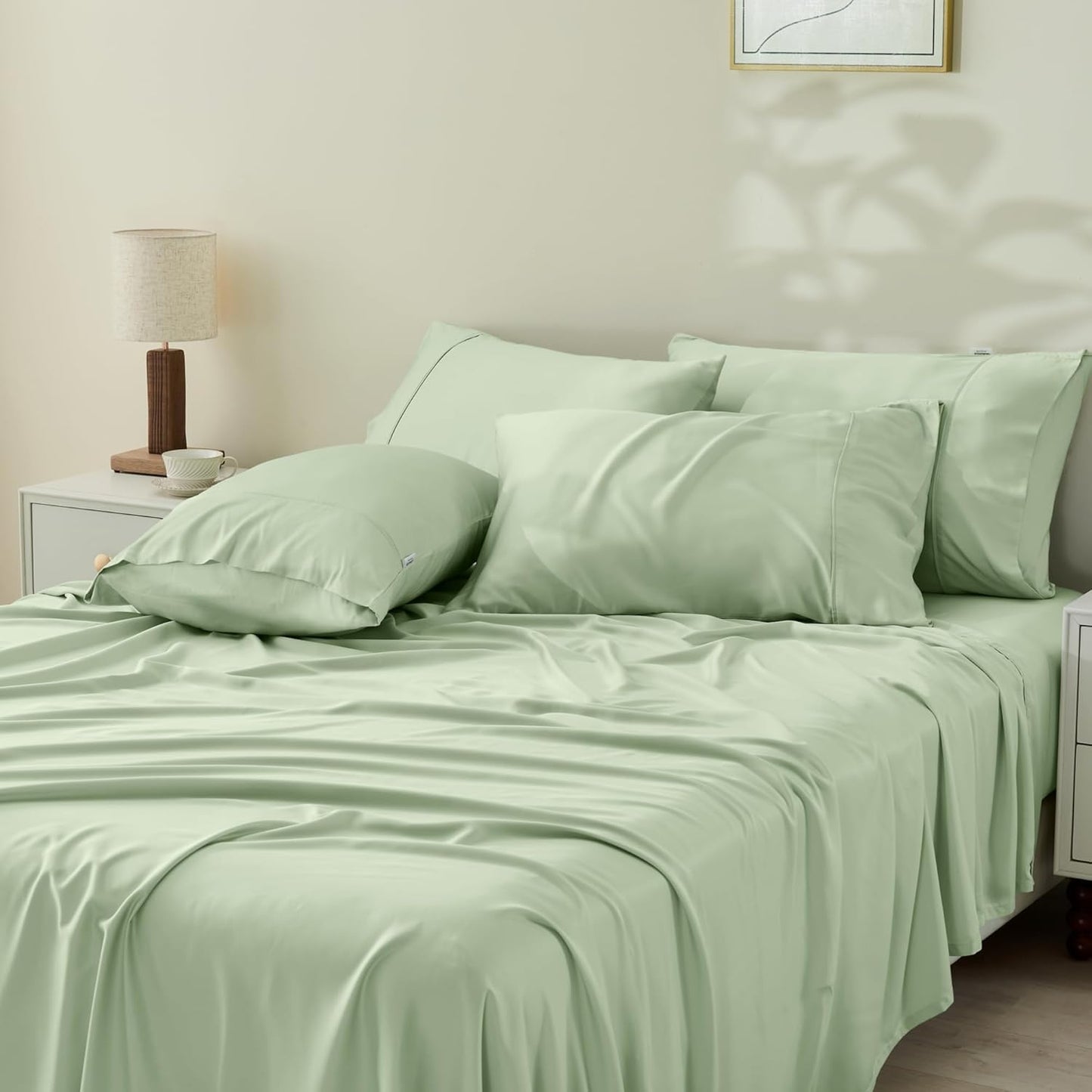 GOKOTTA Queen Sheet Set - Soft Bamboo Rayon Sheets for Comfort