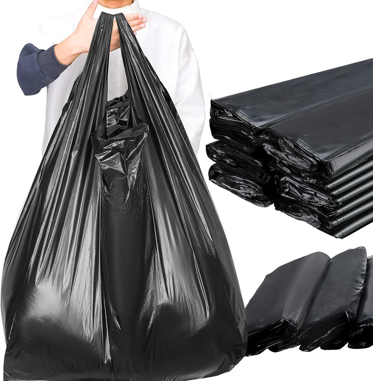 Kisston Jumbo Size Plastic T Shirt Bags - 400 Count Heavy Duty