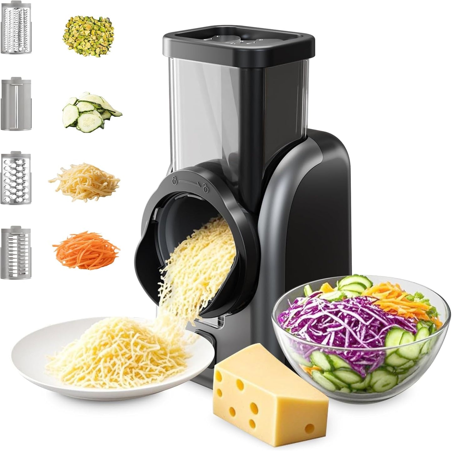 Electric Cheese Grater and Rotary Vegetable Slicer for Kitchen