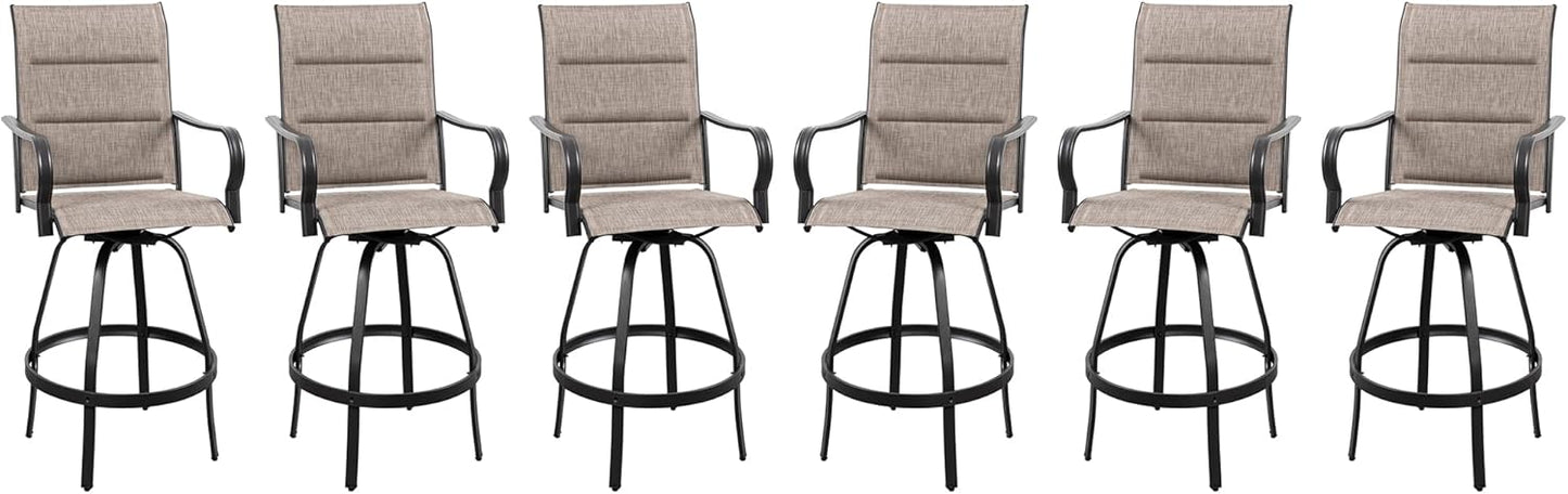 Vongrasig 6 Piece Outdoor Patio Swivel Bar Chairs Set for Comfort