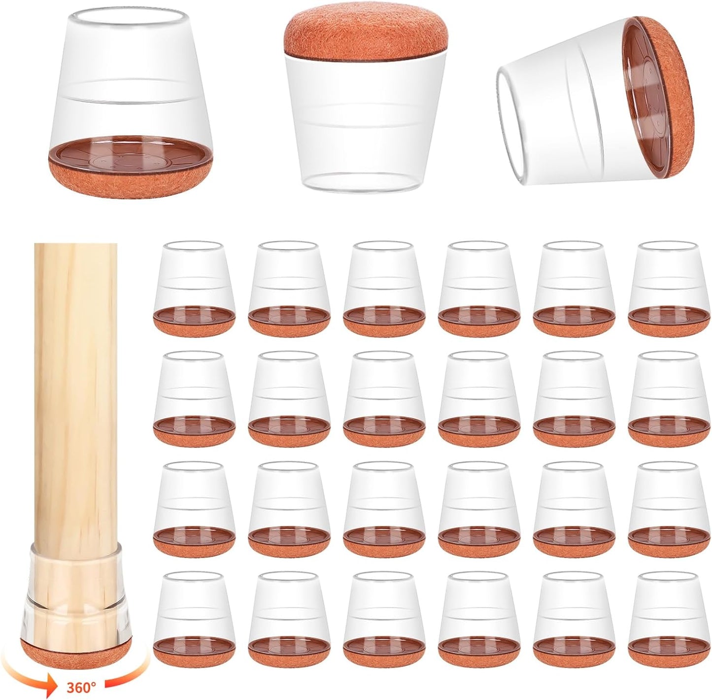 Silicone Chair Leg Protectors for Hardwood - Scratch-Free & Quiet! (24 PCS)