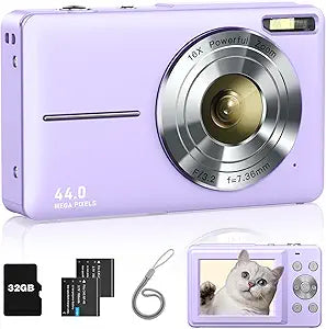 Lecran Digital Camera for Kids with 44MP and 16X Zoom