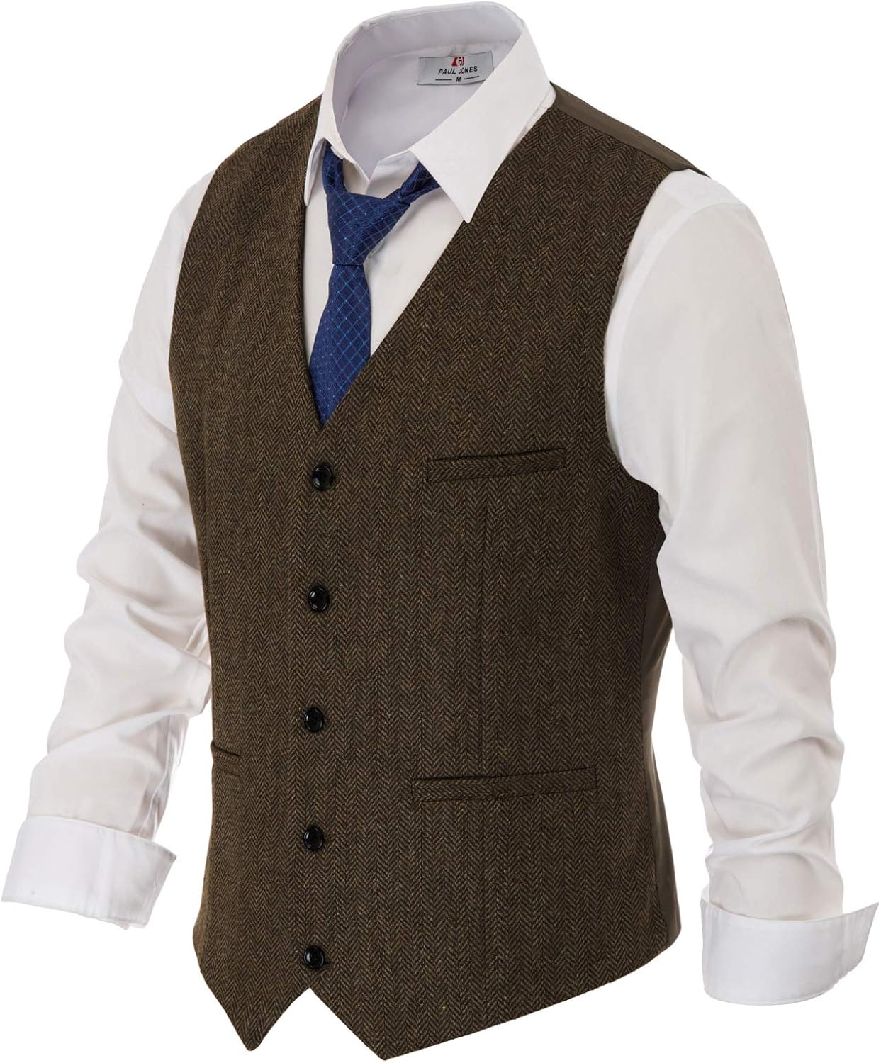 Men's Herringbone Tweed Suit Vest for Smart Casual Looks
