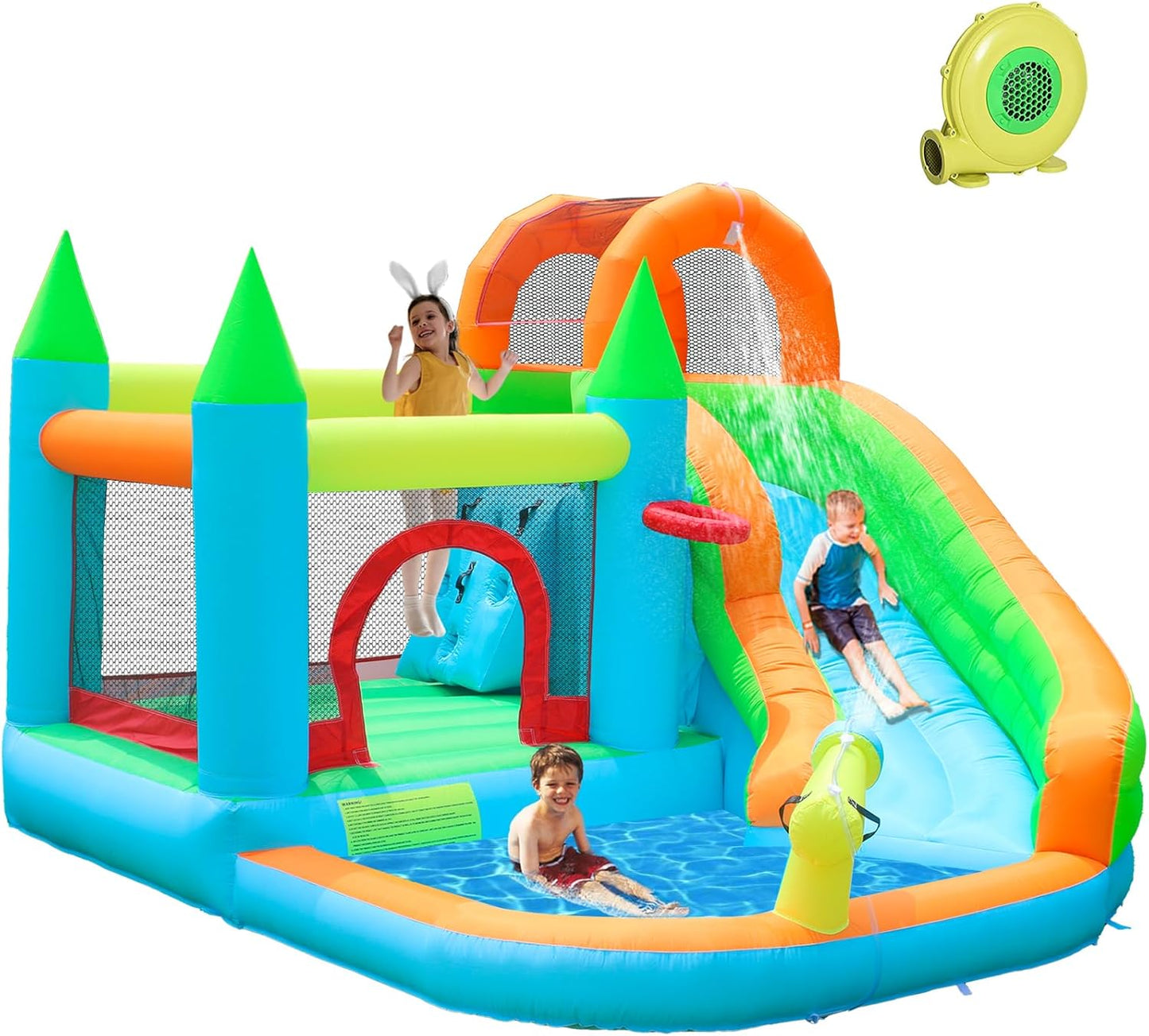 Inflatable Water Slide Park with Splash Pool for Kids Fun