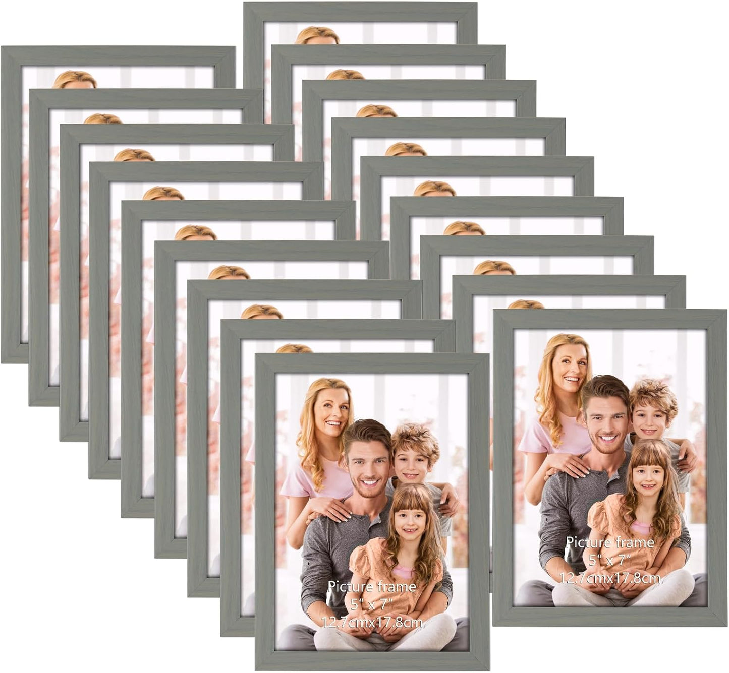 WIFTREY Grey 5x7 Picture Frame Set of 18 for Home Display