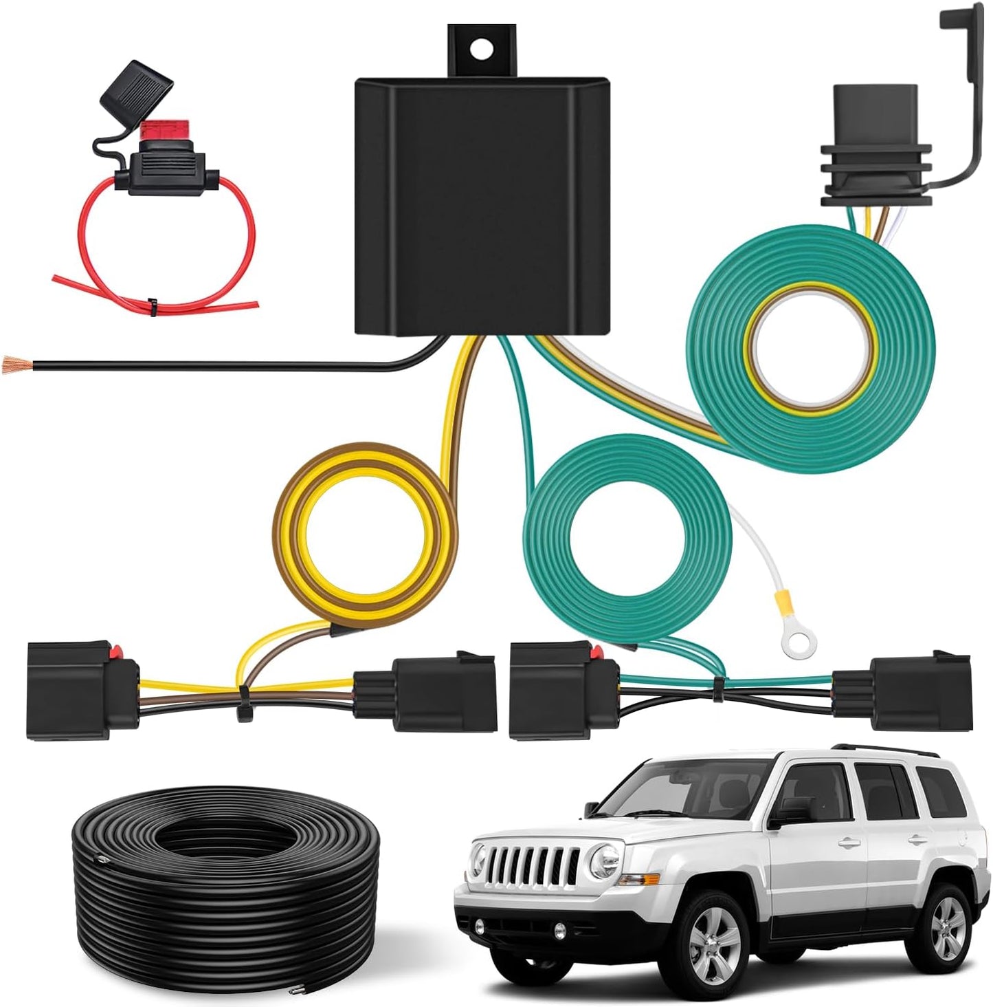 Nilight 4-Pin Trailer Wiring Harness Kit for Jeep Patriot & More