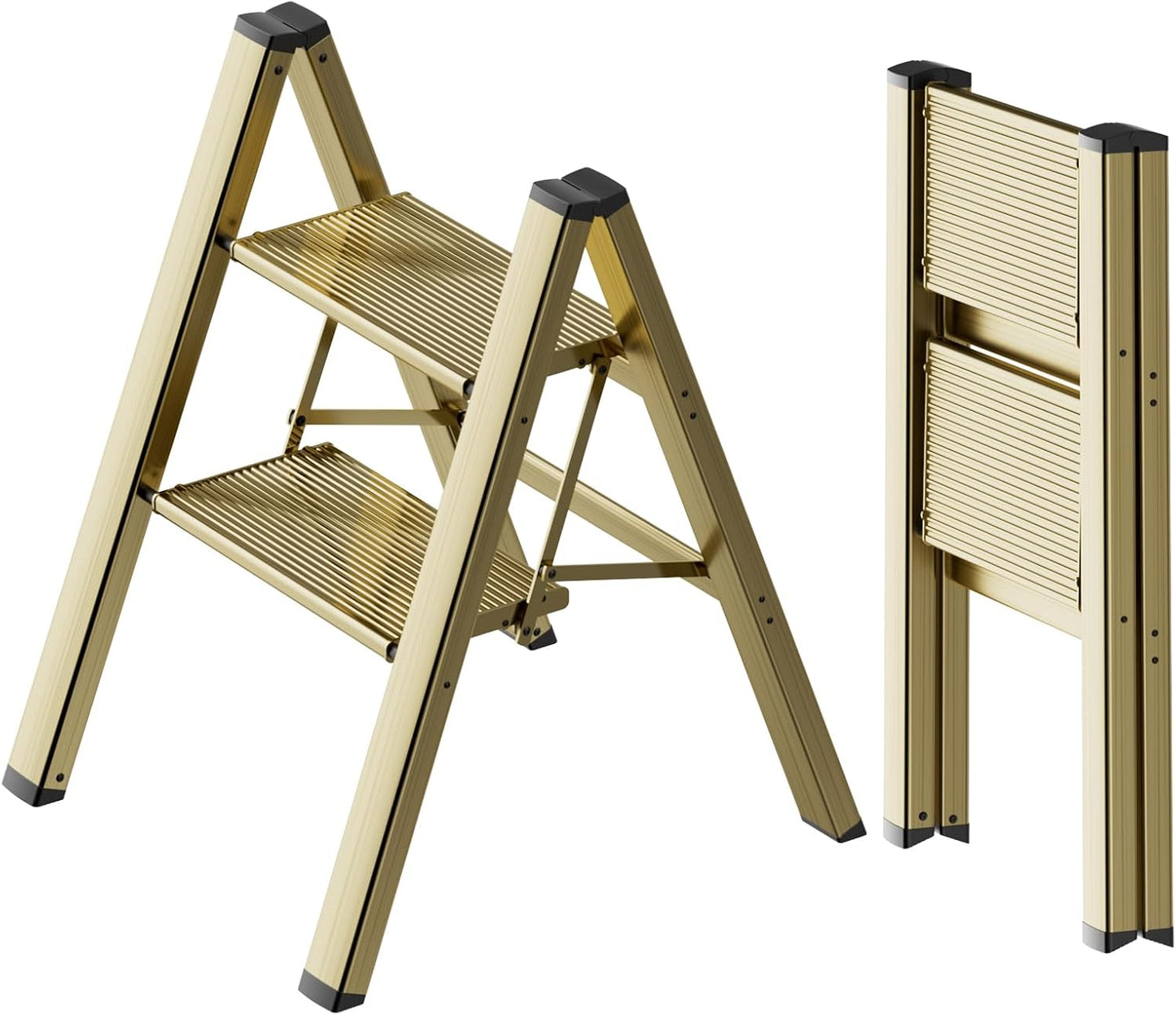 2 Step Stool for Safe Climbing, Lightweight & Foldable Design