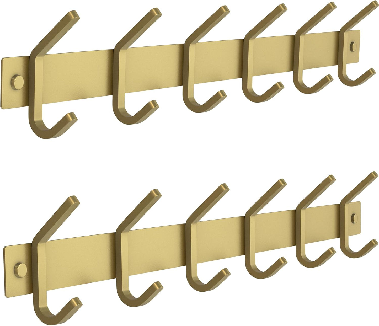 Brushed Gold Wall Mounted Coat Rack with 6 Double Hooks