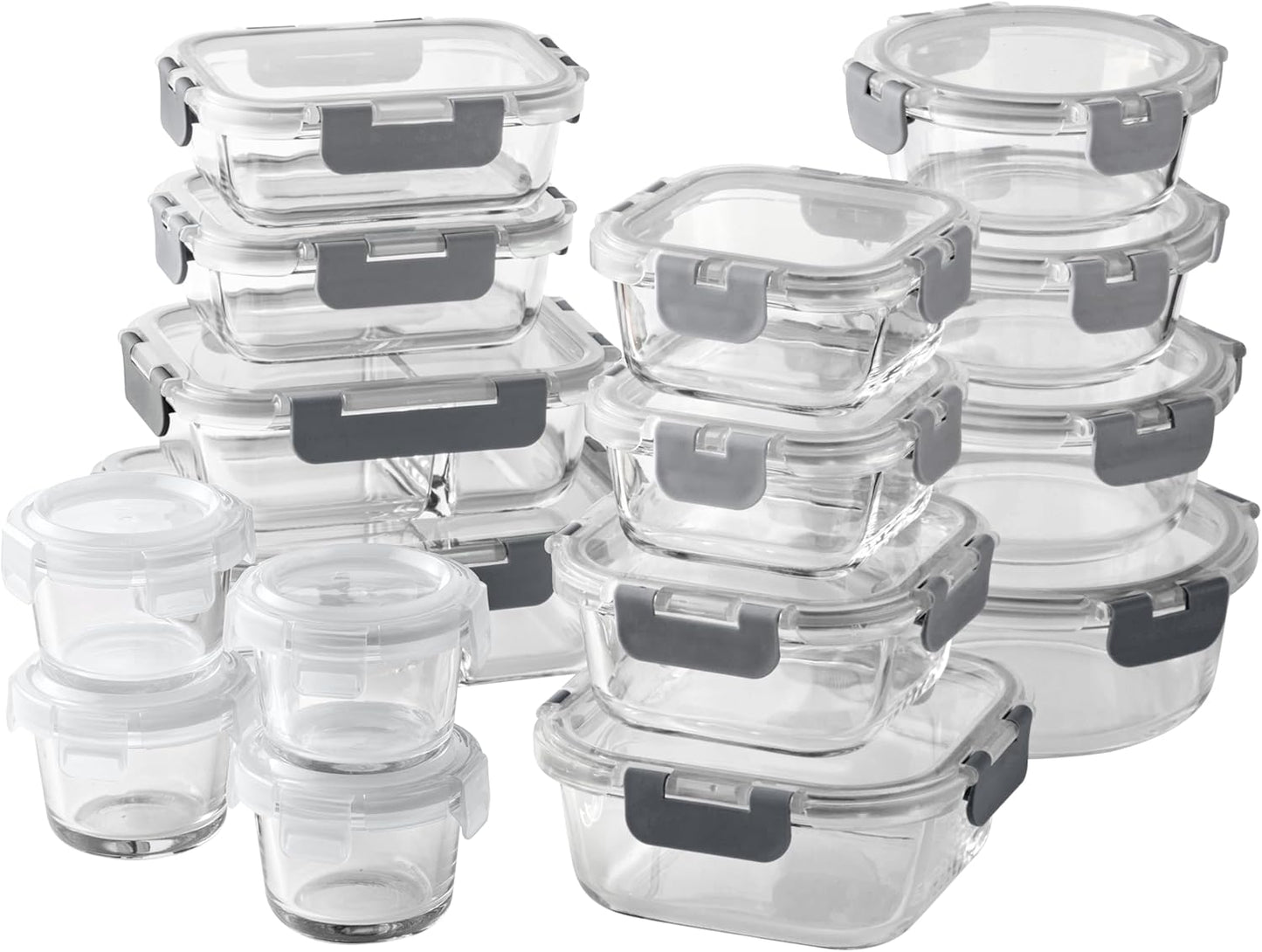 Premium 32-Pc. Borosilicate Glass Food Container Set for Meal Prep