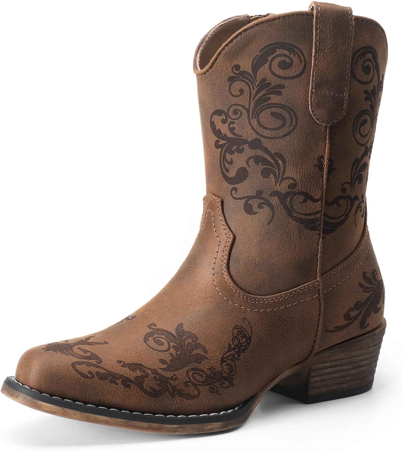 DREAM PAIRS Women's Cowboy Ankle Boots with Chunky Heels