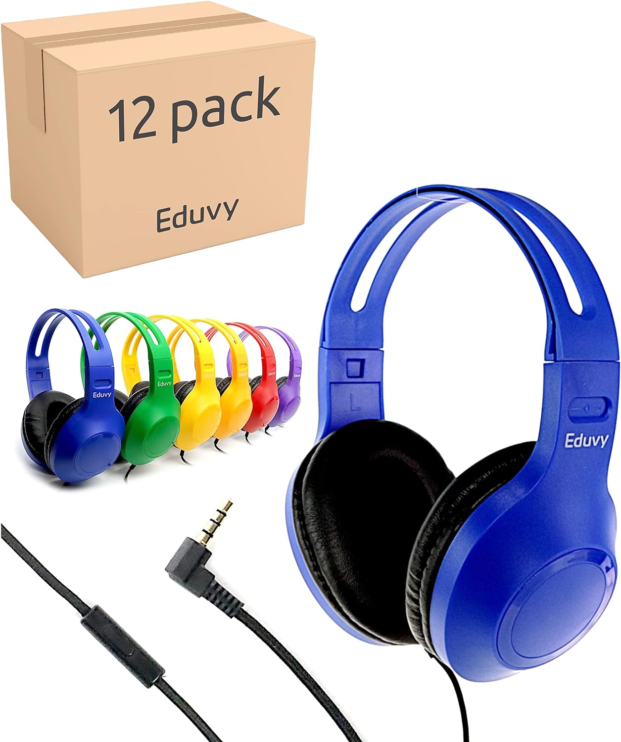 Bulk Headphones for Classroom with Microphone - 12 Pack Set
