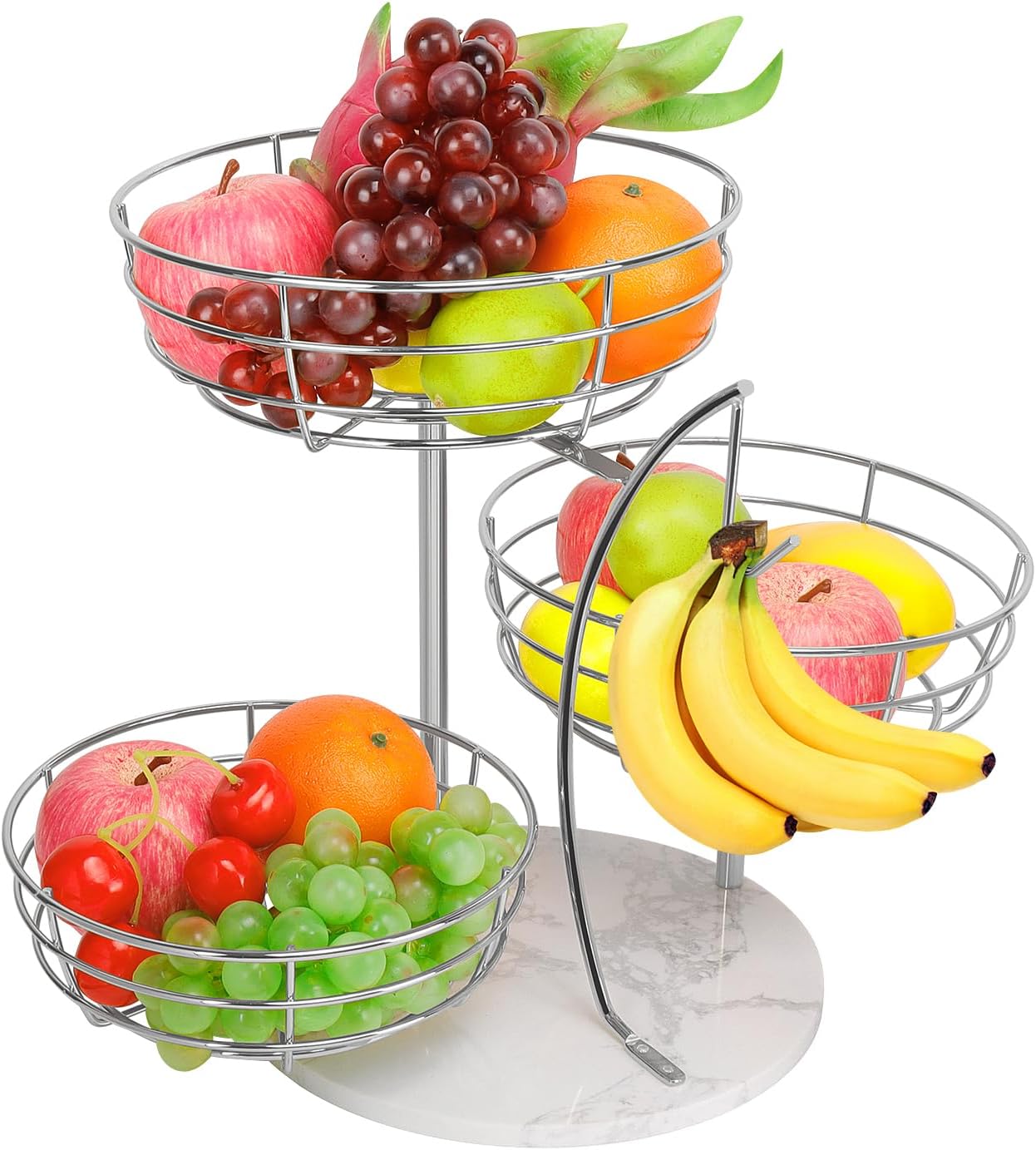 Livabber Fruit Basket Bowl with Banana Hanger for Kitchen Use