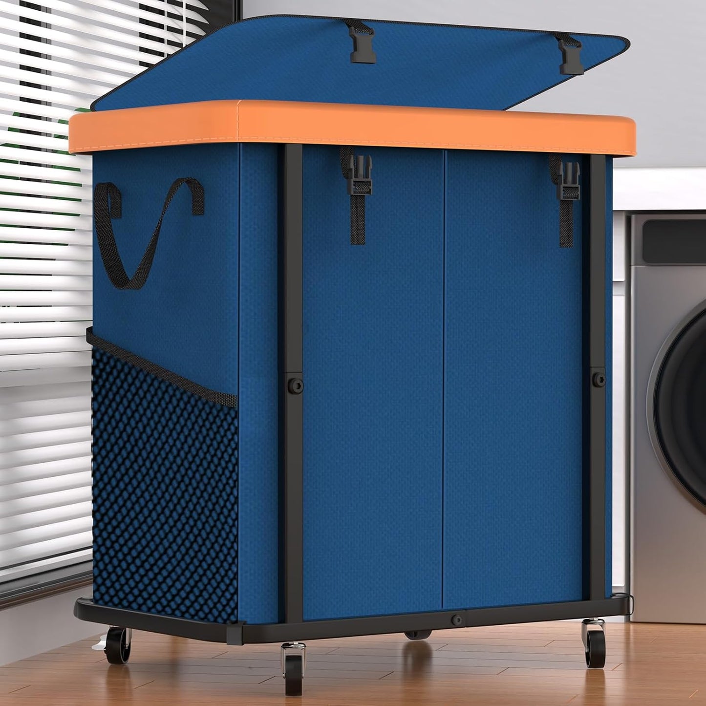 190L Large Fashion Laundry Basket with Wheels for Easy Use