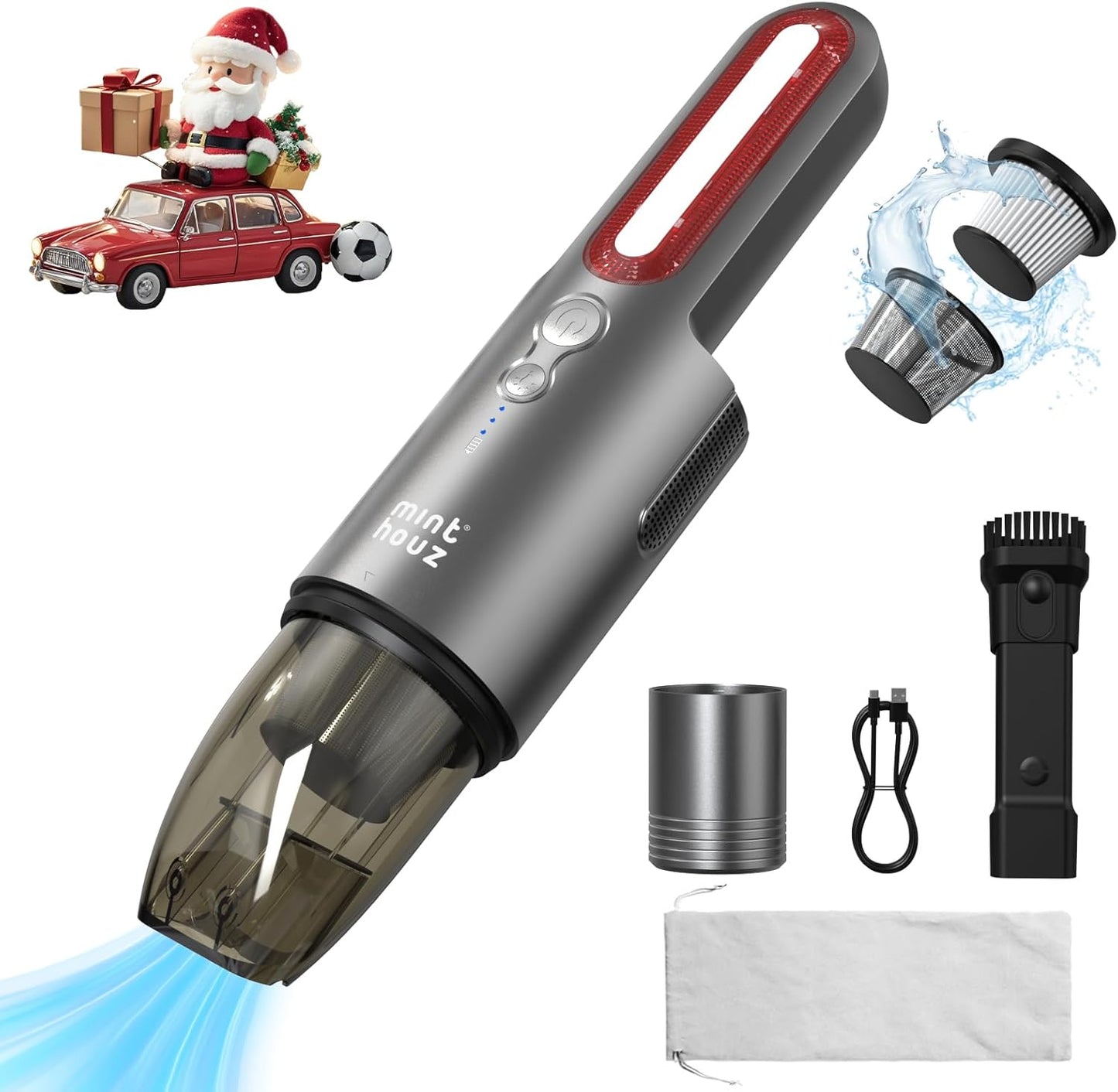 Powerful Cordless Car Vacuum with LED Light