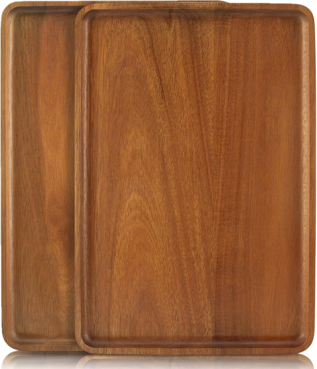 2 PCS Solid Acacia Wood Serving Trays for Parties and Coffee