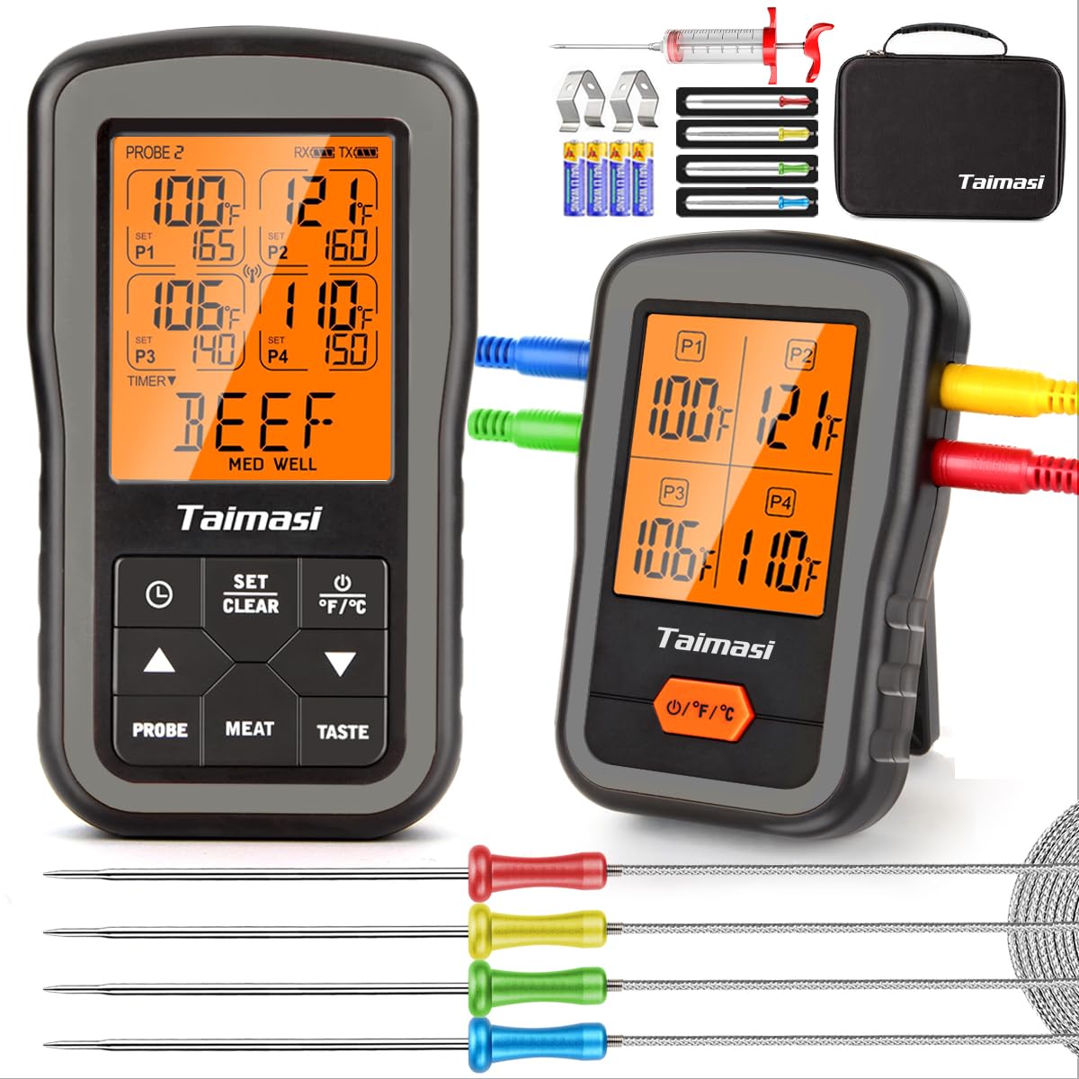 Taimasi Wireless Meat Thermometer: 500FT Remote Range for BBQ