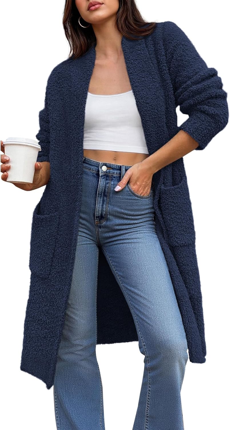 BTFBM Long Cardigans for Women - Cozy Oversized Knit Outwear
