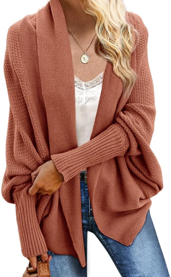 Imily Bela Women's Kimono Batwing Cable Knitted Cardigan Sweater