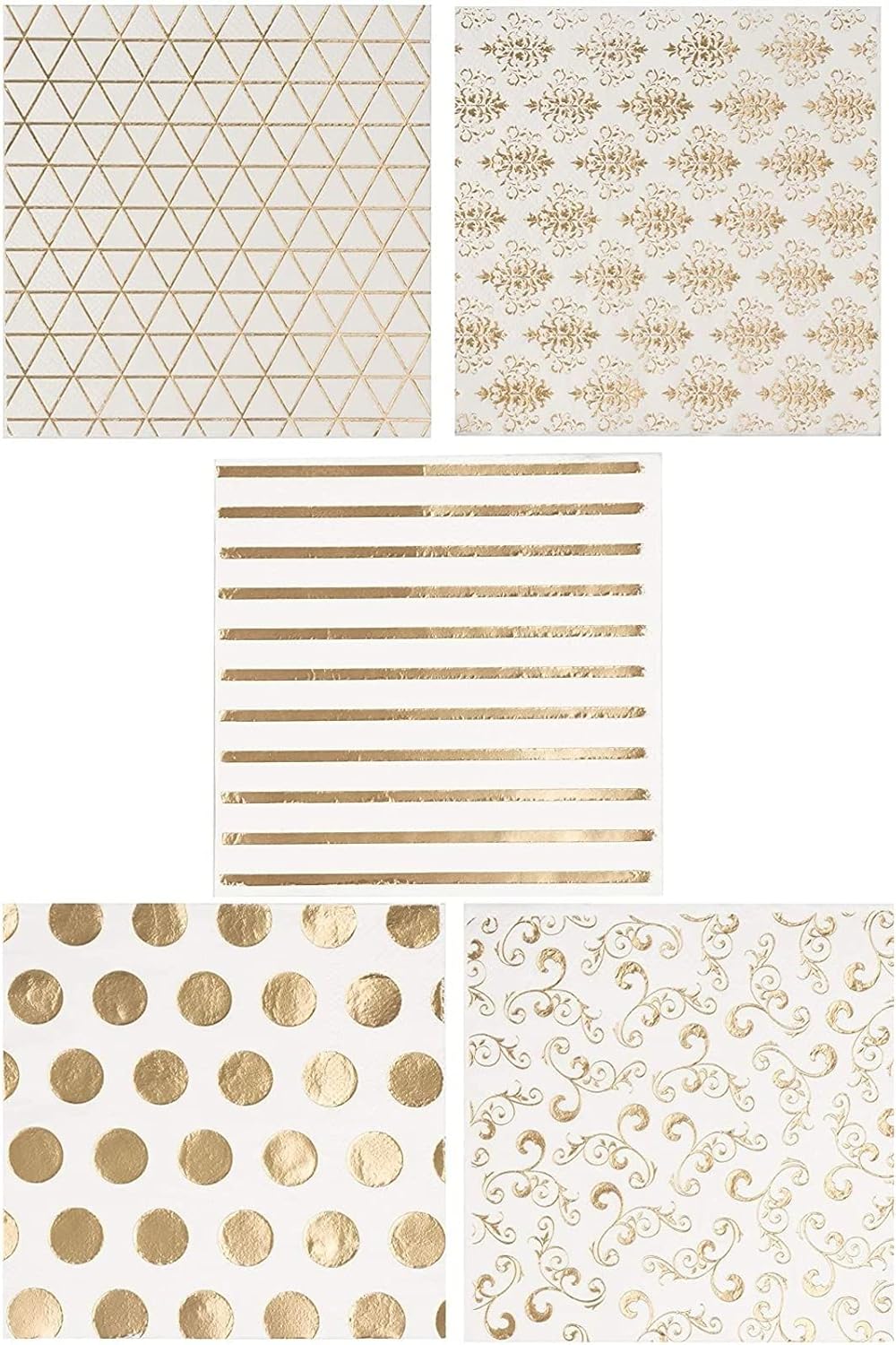 100 White Gold Cocktail Napkins: Elegant Party Must-Have!
