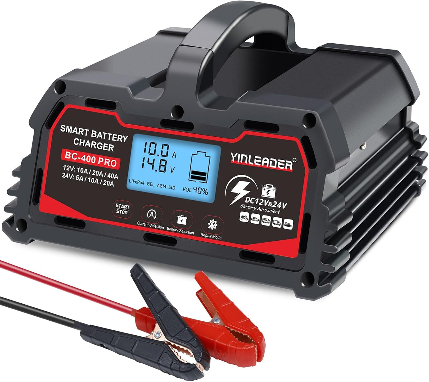 Yinleader Smart 40A Battery Charger - Maintain Any Battery