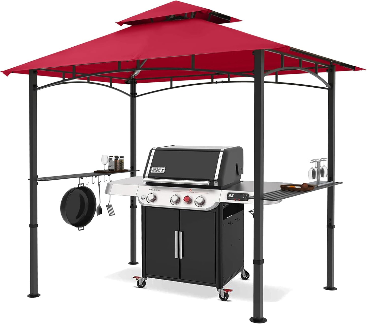 MASTERCANOPY 8 x 5 Grill Gazebo with LED Lights for BBQ