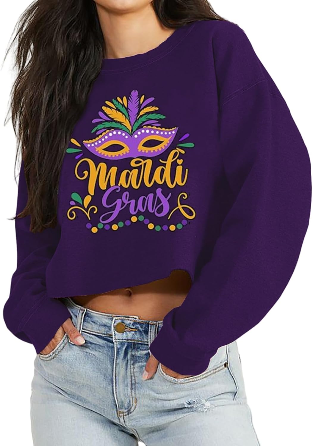 Festive Mardi Gras Crop Top - Holiday Fun!