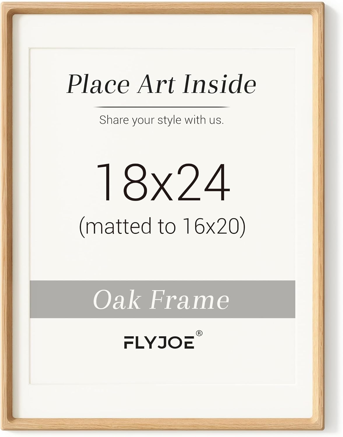 18x24 Natural Oak Wood Picture Frame with Tempered Glass