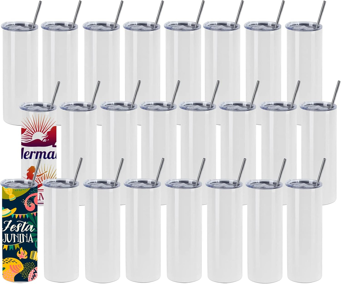 24 Pack Sublimation Tumblers Bulk for DIY Gifts and More