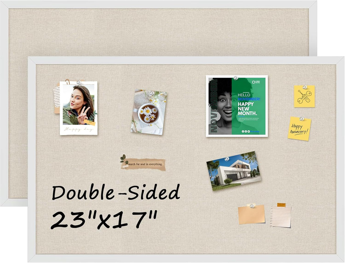 MaxGear Double-Sided Cork & Linen Board Set for Home & Office