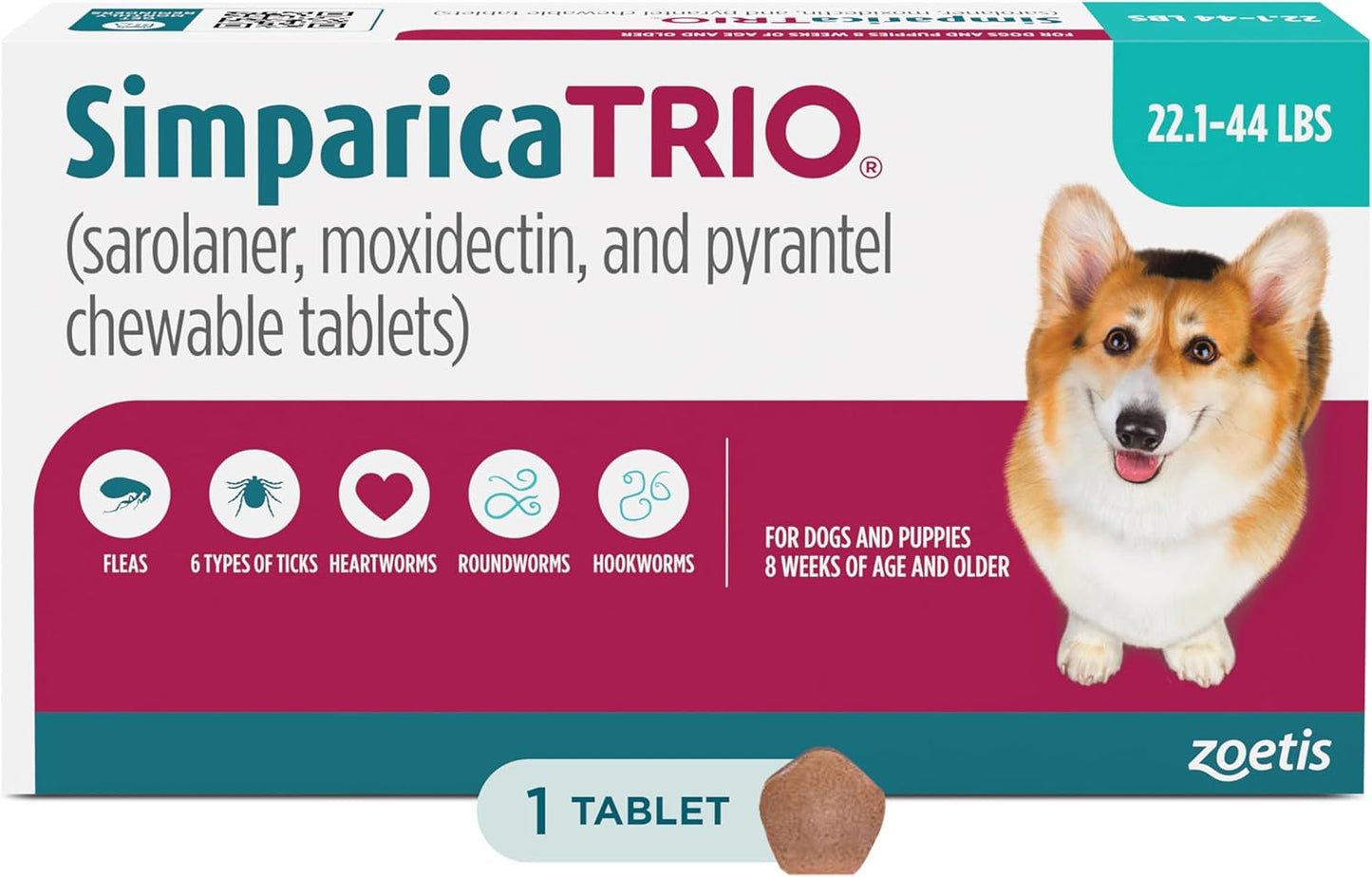 Simparica Trio Chewable Tablets for Dogs - Triple Protection
